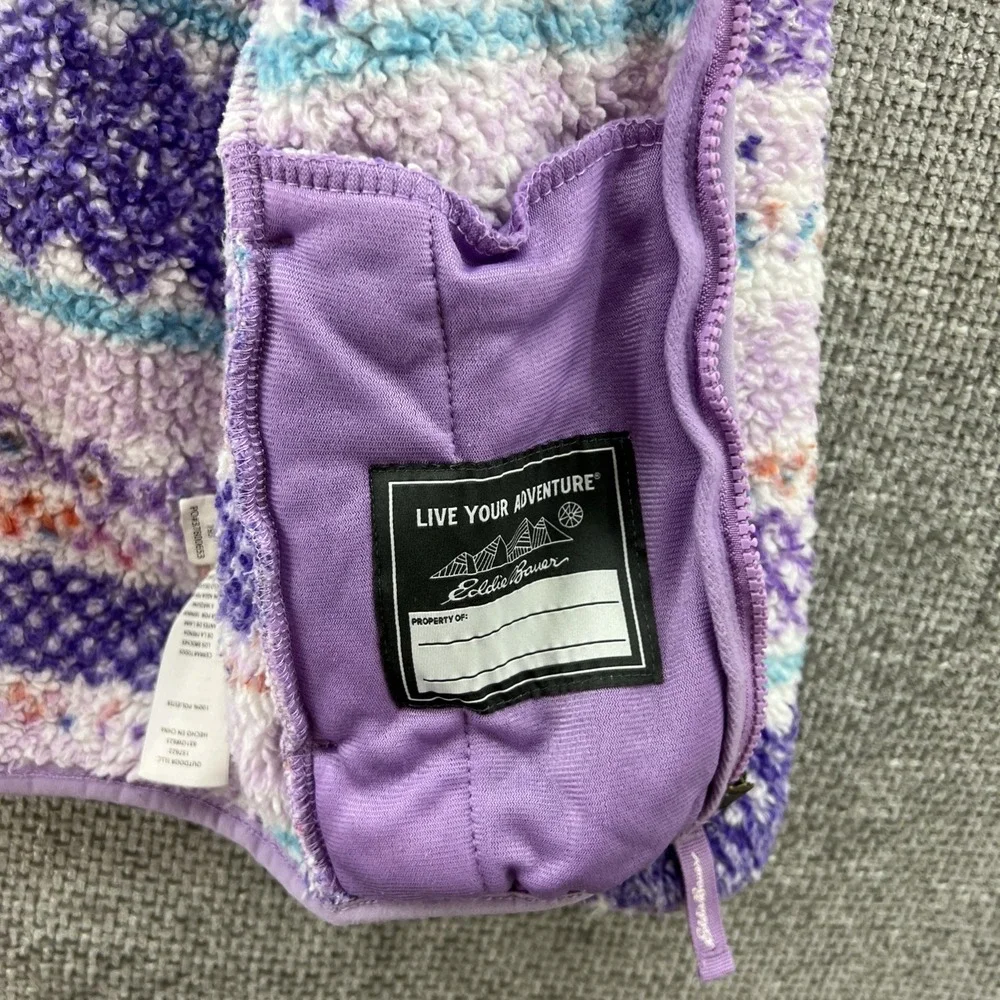 EDDIE BAUER Quest Fleece Plush Sherpa Hooded‎ Jacket Girls Size XS (5/6) Multi
